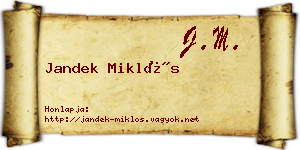 Jandek Miklós névjegykártya